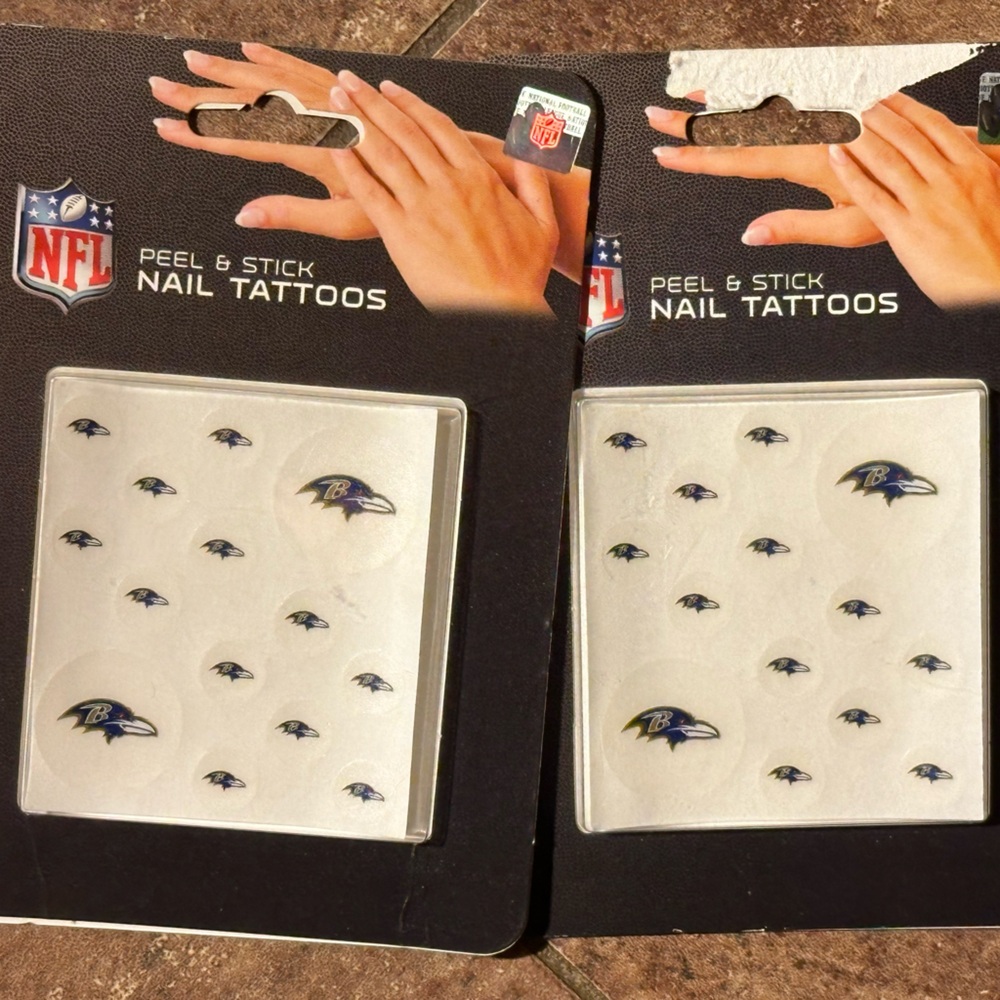 Peel and stick nail and body tattoo set Baltimore Ravens Football NIP NFL